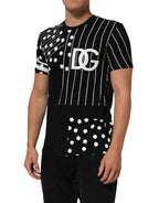 Dolce & Gabbana Black Cotton Polka Dots Round Neck T-shirt - Zeiniez