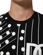 Dolce & Gabbana Black Cotton Polka Dots Round Neck T-shirt - Zeiniez