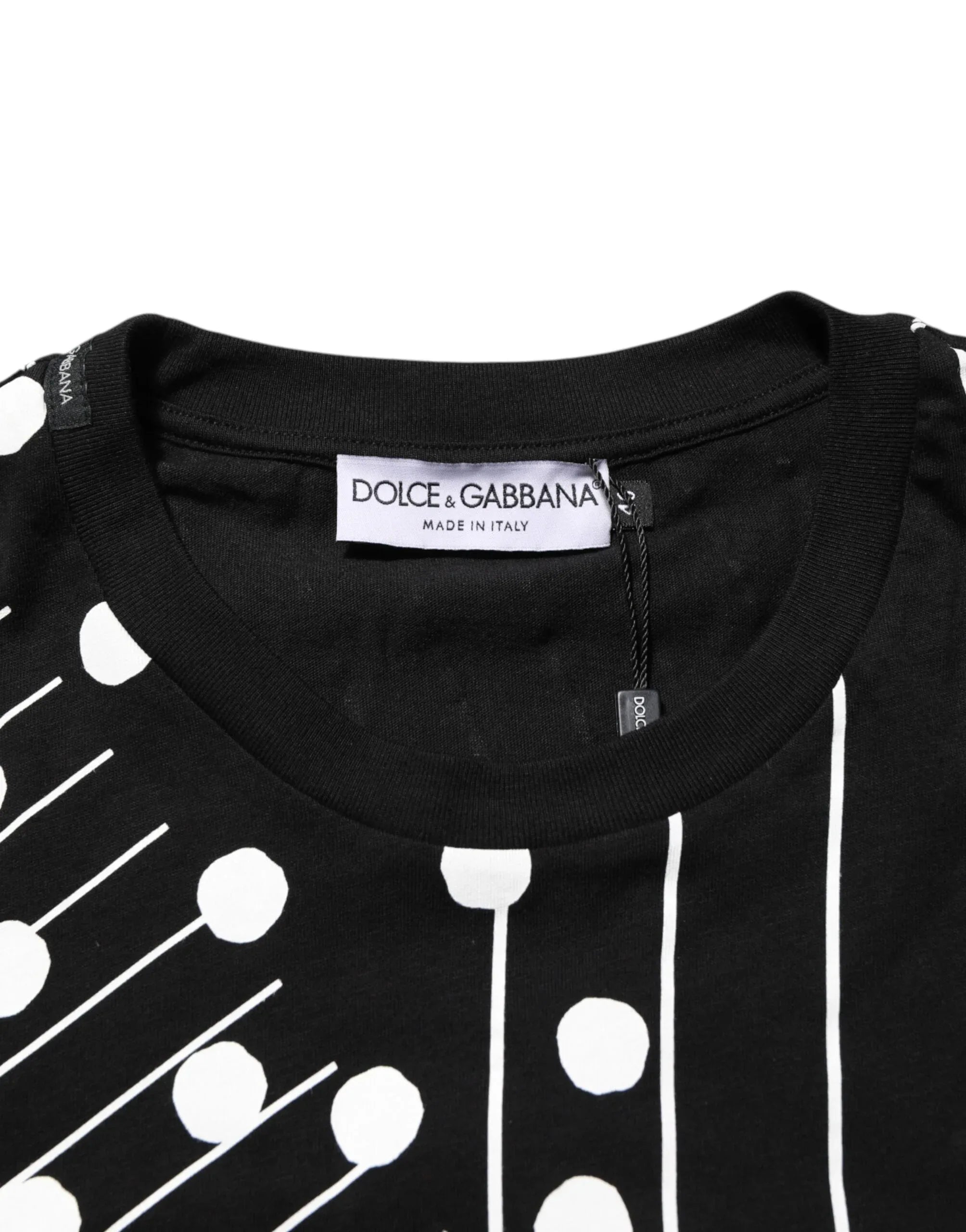Dolce & Gabbana Black Cotton Polka Dots Round Neck T-shirt - Zeiniez