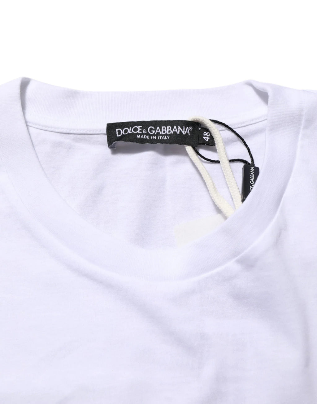 Dolce & Gabbana White Graphic Print Cotton Crew Neck T-shirt - Zeiniez
