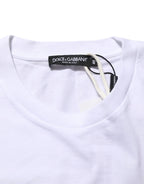 Dolce & Gabbana White Graphic Print Cotton Crew Neck T-shirt - Zeiniez