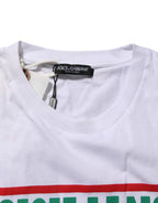 Dolce & Gabbana White Graphic Print Cotton Crew Neck T-shirt - Zeiniez