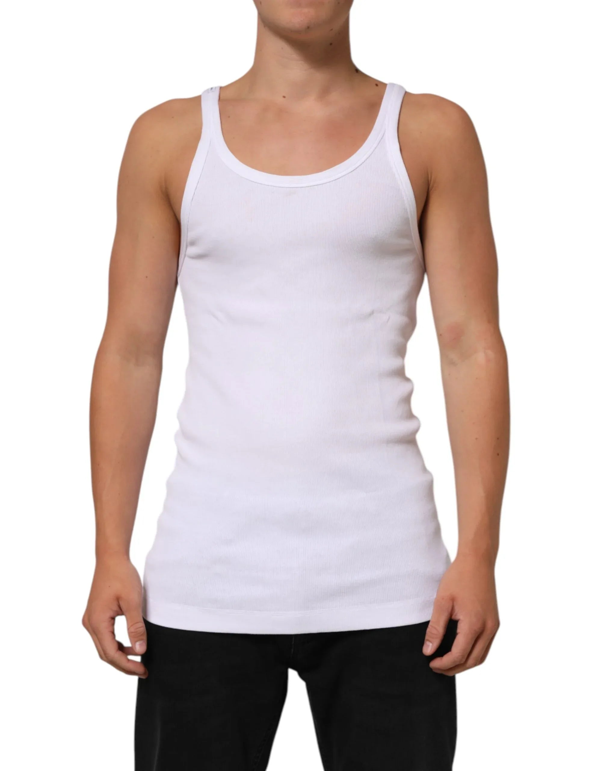 Dolce & Gabbana White Sleeveless Round Neck Tank Top T-shirt - Zeiniez