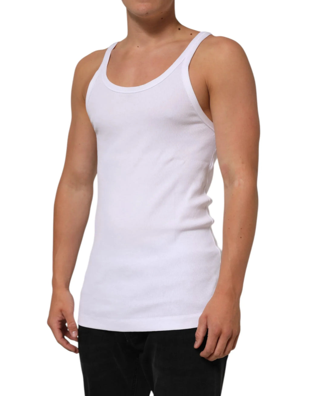 Dolce & Gabbana White Sleeveless Round Neck Tank Top T-shirt - Zeiniez