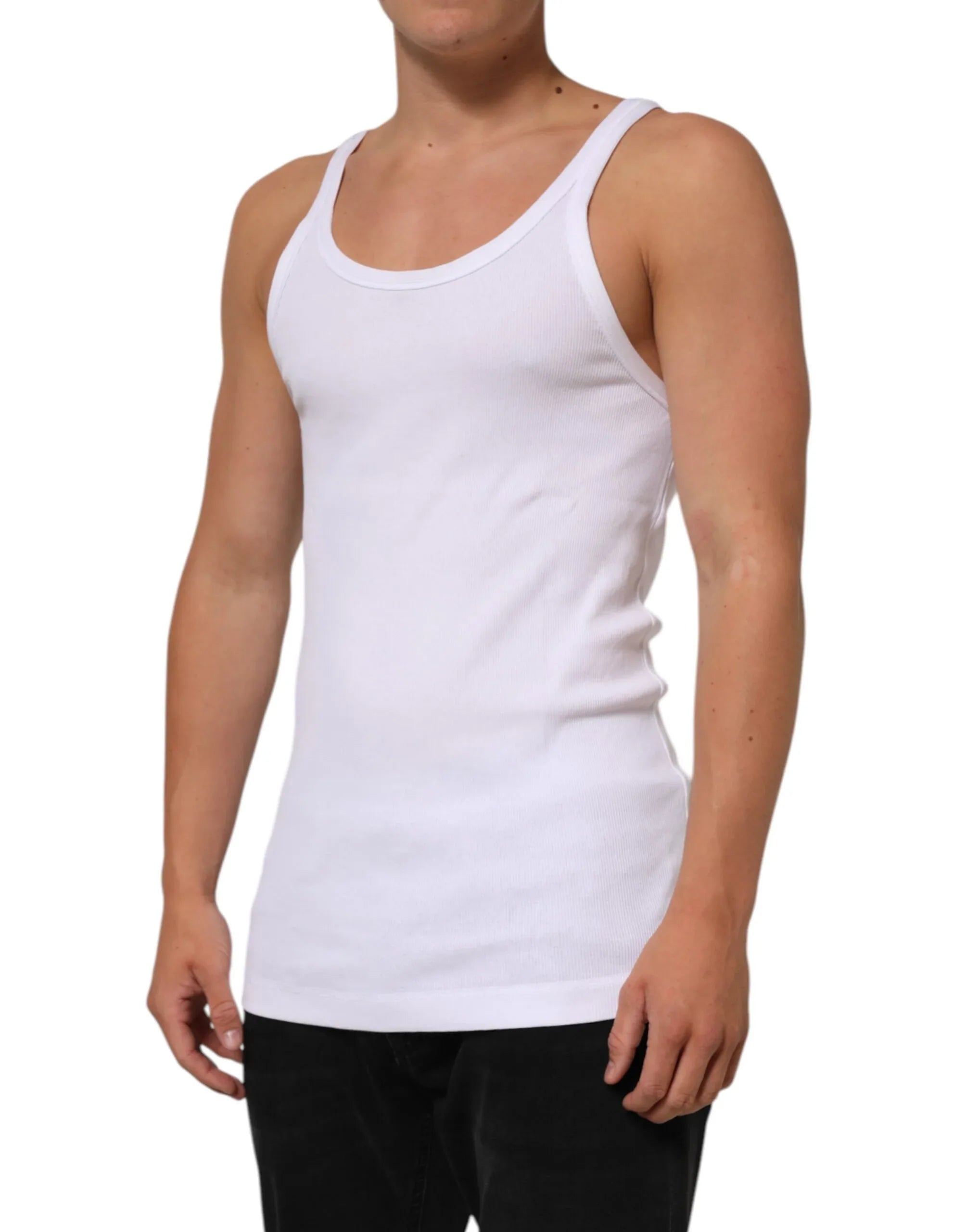 Dolce & Gabbana White Sleeveless Round Neck Tank Top T-shirt - Zeiniez