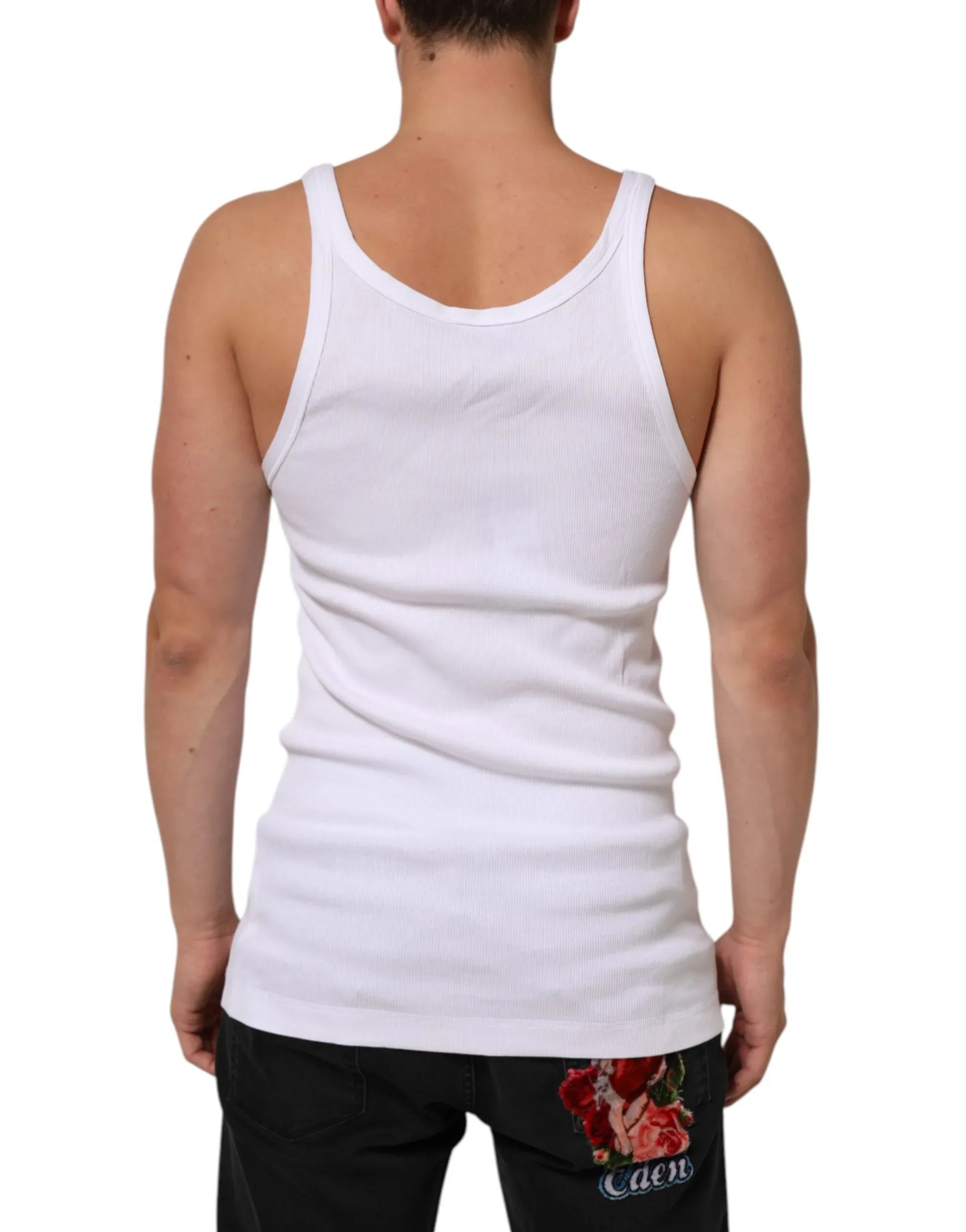 Dolce & Gabbana White Sleeveless Round Neck Tank Top T-shirt - Zeiniez