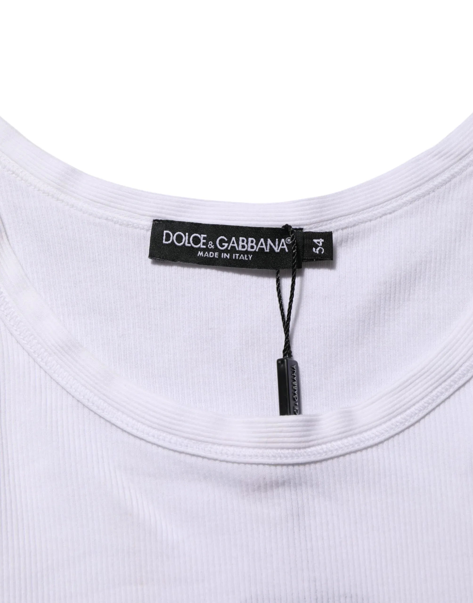 Dolce & Gabbana White Sleeveless Round Neck Tank Top T-shirt - Zeiniez