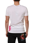 Dolce & Gabbana White Graphic Print Cotton Crew Neck T-shirt - Zeiniez
