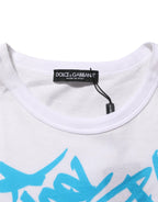 Dolce & Gabbana White Graphic Print Cotton Crew Neck T-shirt - Zeiniez