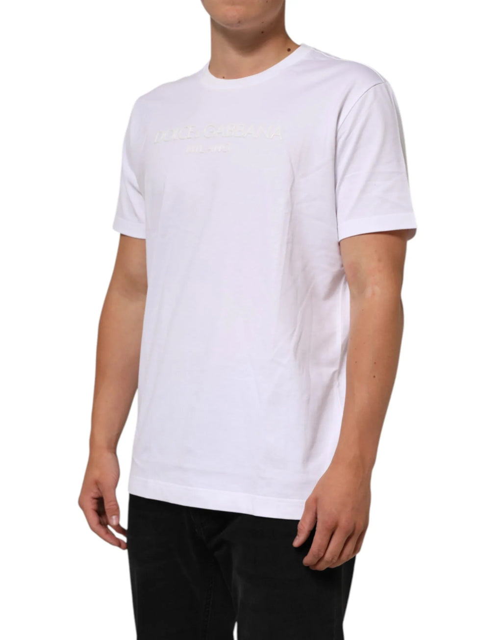 Dolce & Gabbana White Cotton Crew Neck Short Sleeves T-shirt - Zeiniez