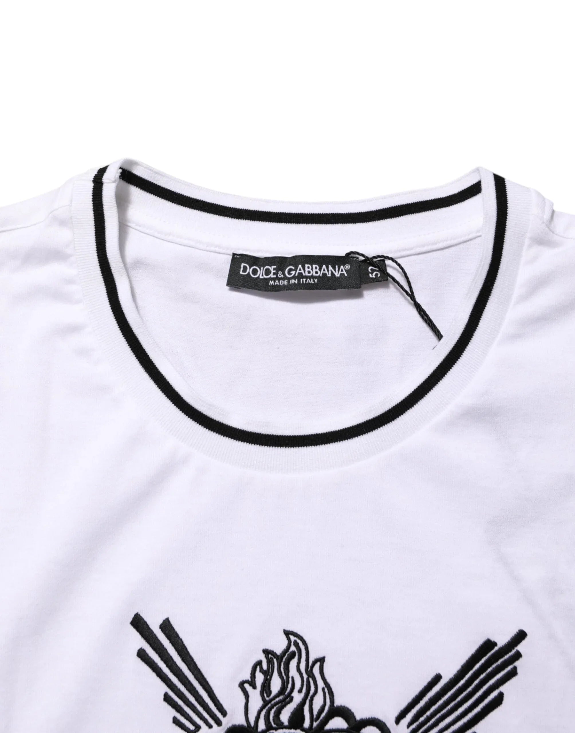 Dolce & Gabbana White Sacred Heart Short Sleeve Men T-shirt - Zeiniez