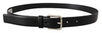 Dolce & Gabbana Black Calf Leather Silver Tone Logo Buckle Belt - Zeiniez