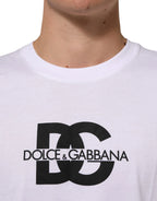 Dolce & Gabbana White Logo Print Cotton Crew Neck Men T-shirt - Zeiniez