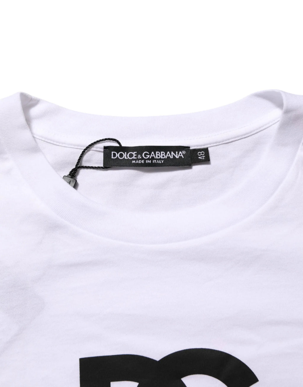 Dolce & Gabbana White Logo Print Cotton Crew Neck Men T-shirt - Zeiniez