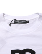 Dolce & Gabbana White Logo Print Cotton Crew Neck Men T-shirt - Zeiniez