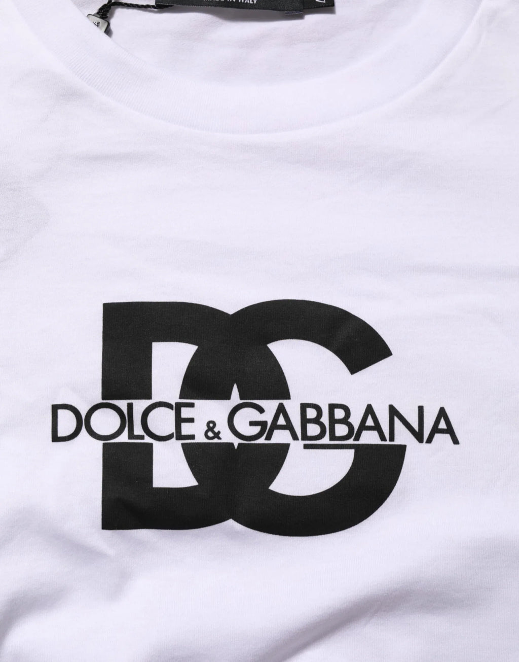 Dolce & Gabbana White Logo Print Cotton Crew Neck Men T-shirt - Zeiniez