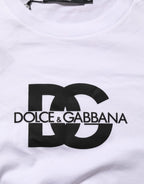 Dolce & Gabbana White Logo Print Cotton Crew Neck Men T-shirt - Zeiniez