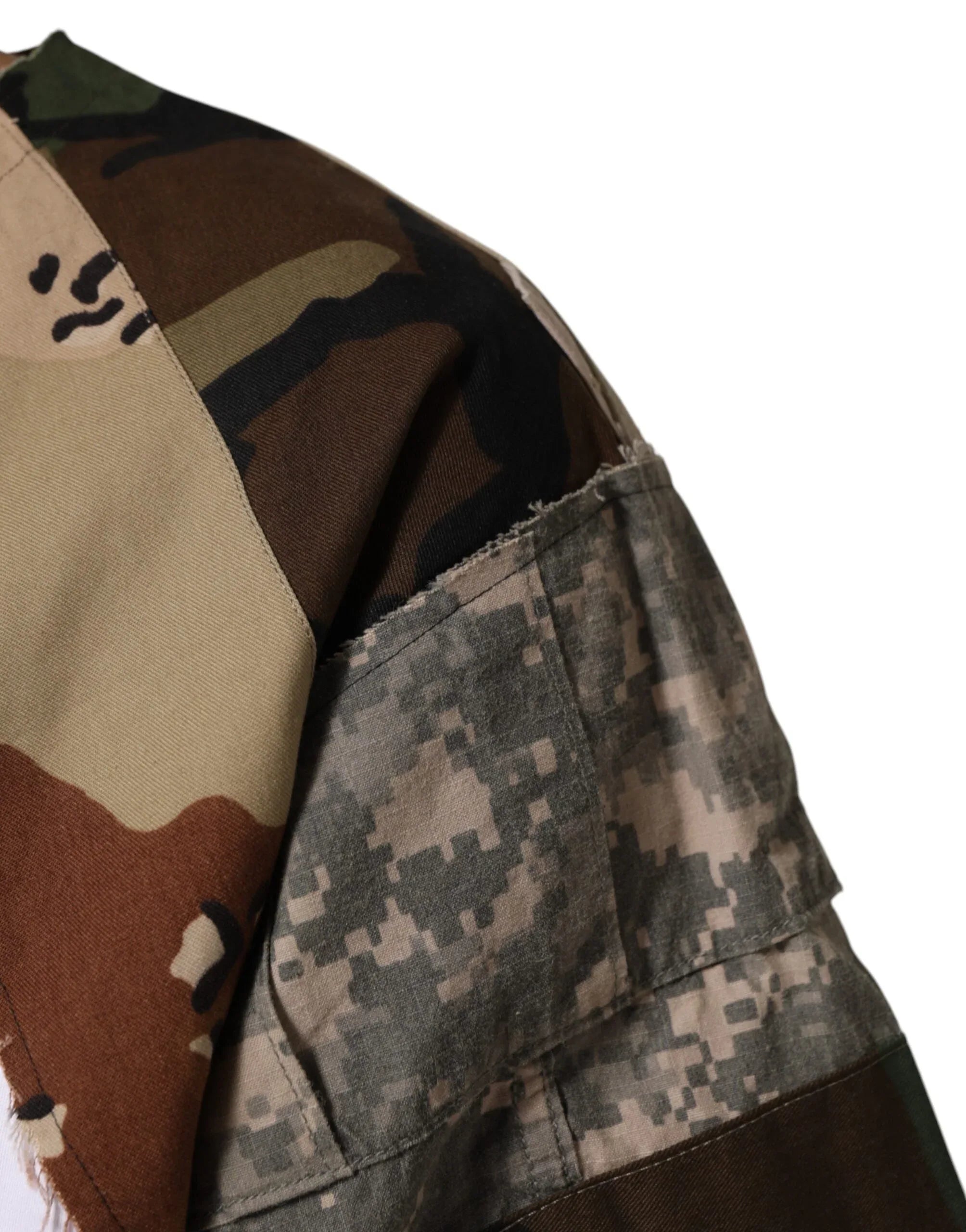 Dolce & Gabbana White Camouflage Patckwork Men Cotton T-shirt - Zeiniez