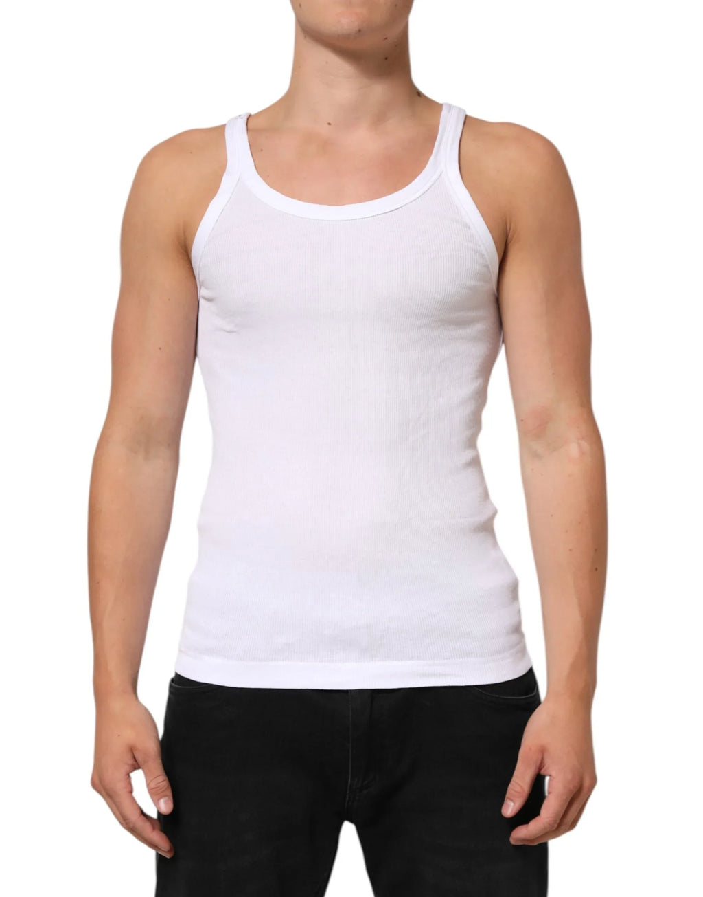 Dolce & Gabbana White Sleeveless Round Neck Tank Top T-shirt - Zeiniez
