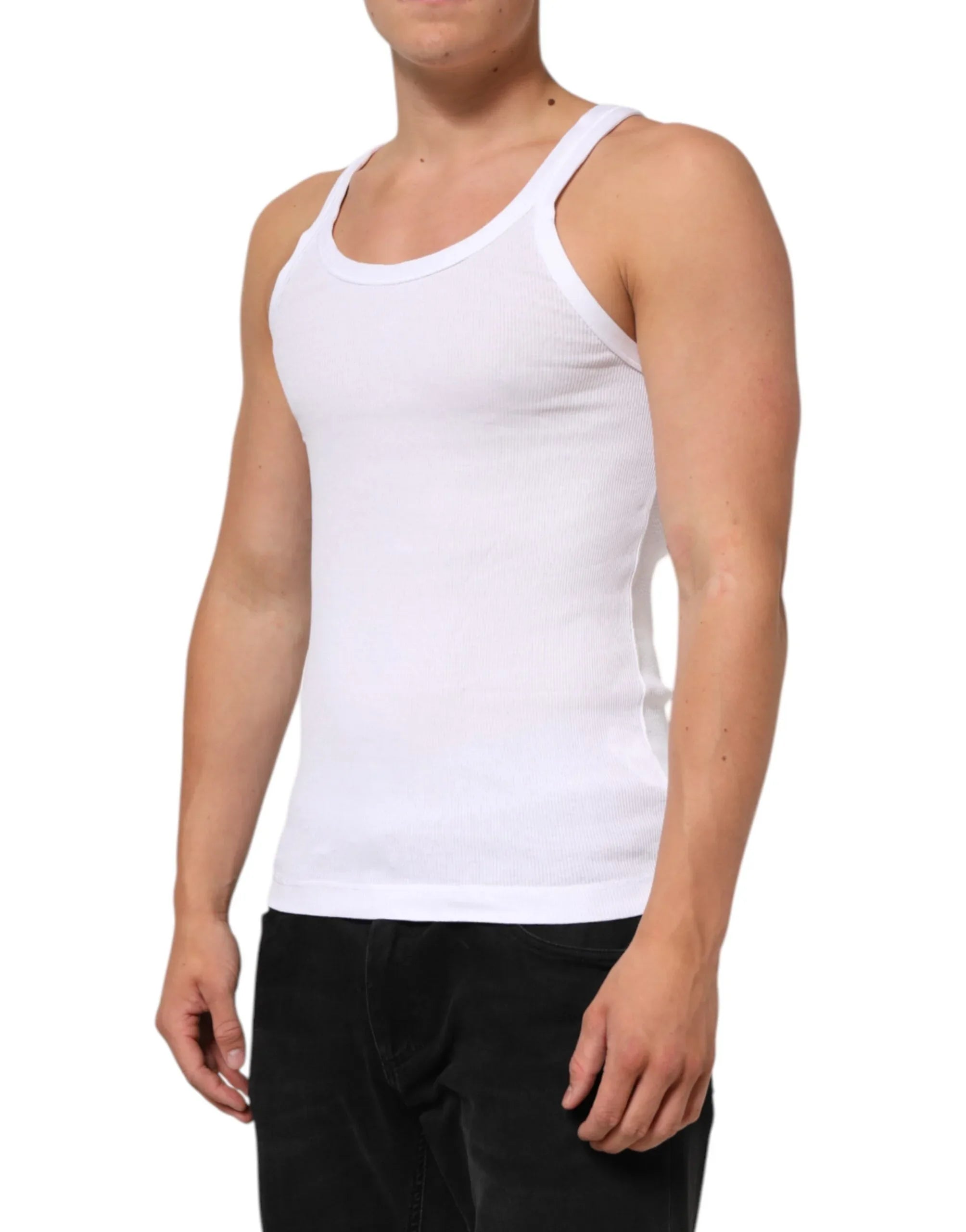 Dolce & Gabbana White Sleeveless Round Neck Tank Top T-shirt - Zeiniez