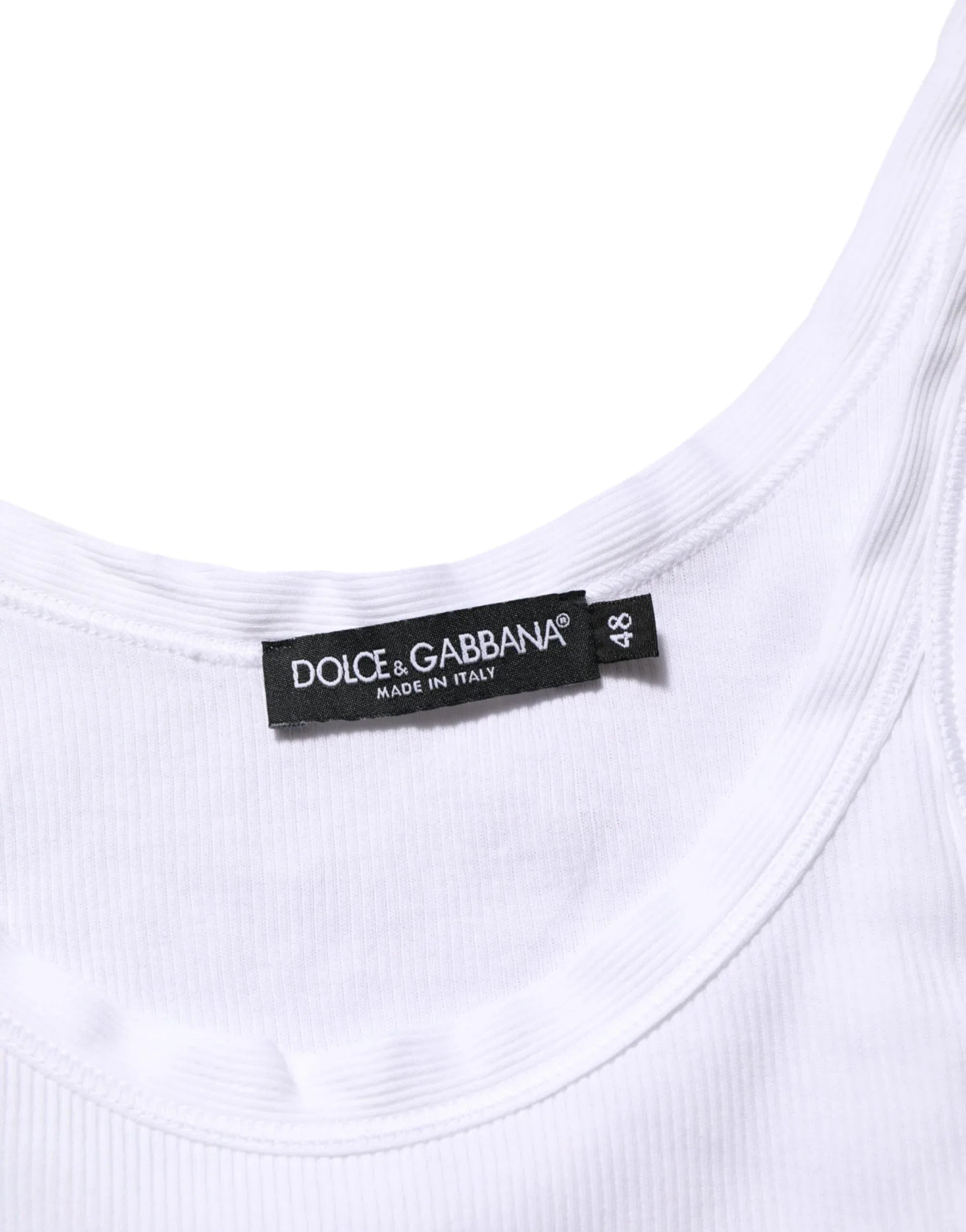 Dolce & Gabbana White Sleeveless Round Neck Tank Top T-shirt - Zeiniez