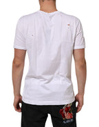 Dolce & Gabbana White Distressed Cotton V Neck Men T-shirt - Zeiniez