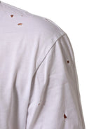 Dolce & Gabbana White Distressed Cotton V Neck Men T-shirt - Zeiniez