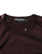Dolce & Gabbana Brown Logo Plaque Cotton Crew Neck T-shirt - Zeiniez