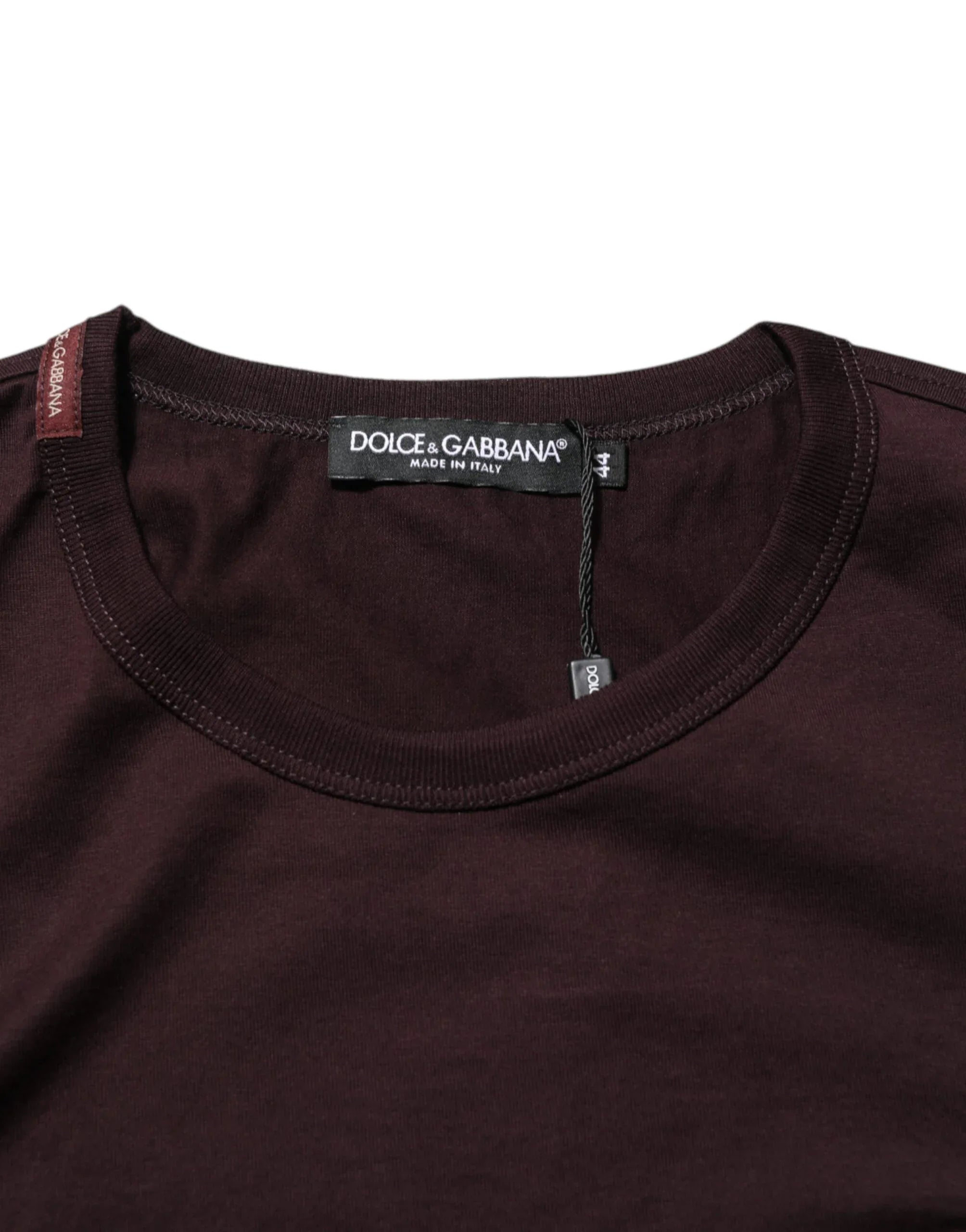 Dolce & Gabbana Brown Logo Plaque Cotton Crew Neck T-shirt - Zeiniez