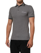 Dolce & Gabbana Gray Logo Embroidery Collared Polo T-shirt - Zeiniez