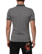 Dolce & Gabbana Gray Logo Embroidery Collared Polo T-shirt - Zeiniez