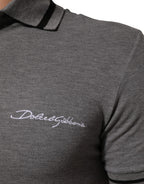 Dolce & Gabbana Gray Logo Embroidery Collared Polo T-shirt