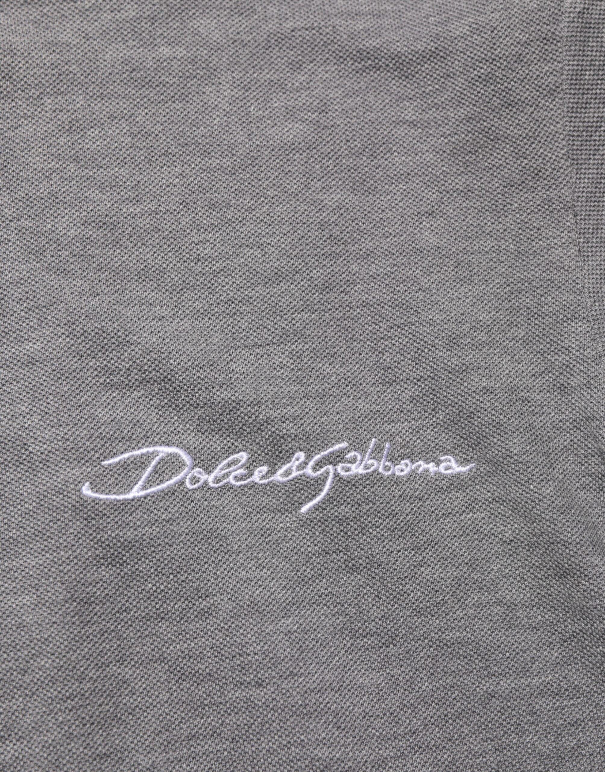 Dolce & Gabbana Gray Logo Embroidery Collared Polo T-shirt - Zeiniez