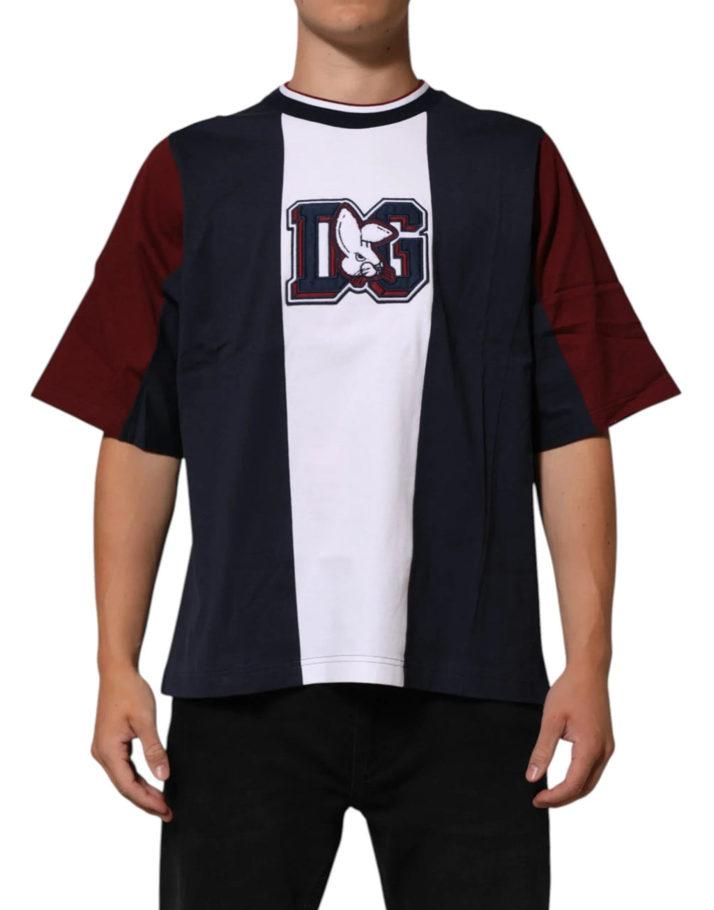 Dolce & Gabbana Multicolor Striped Cotton Men Crew Neck T-shirt - Zeiniez