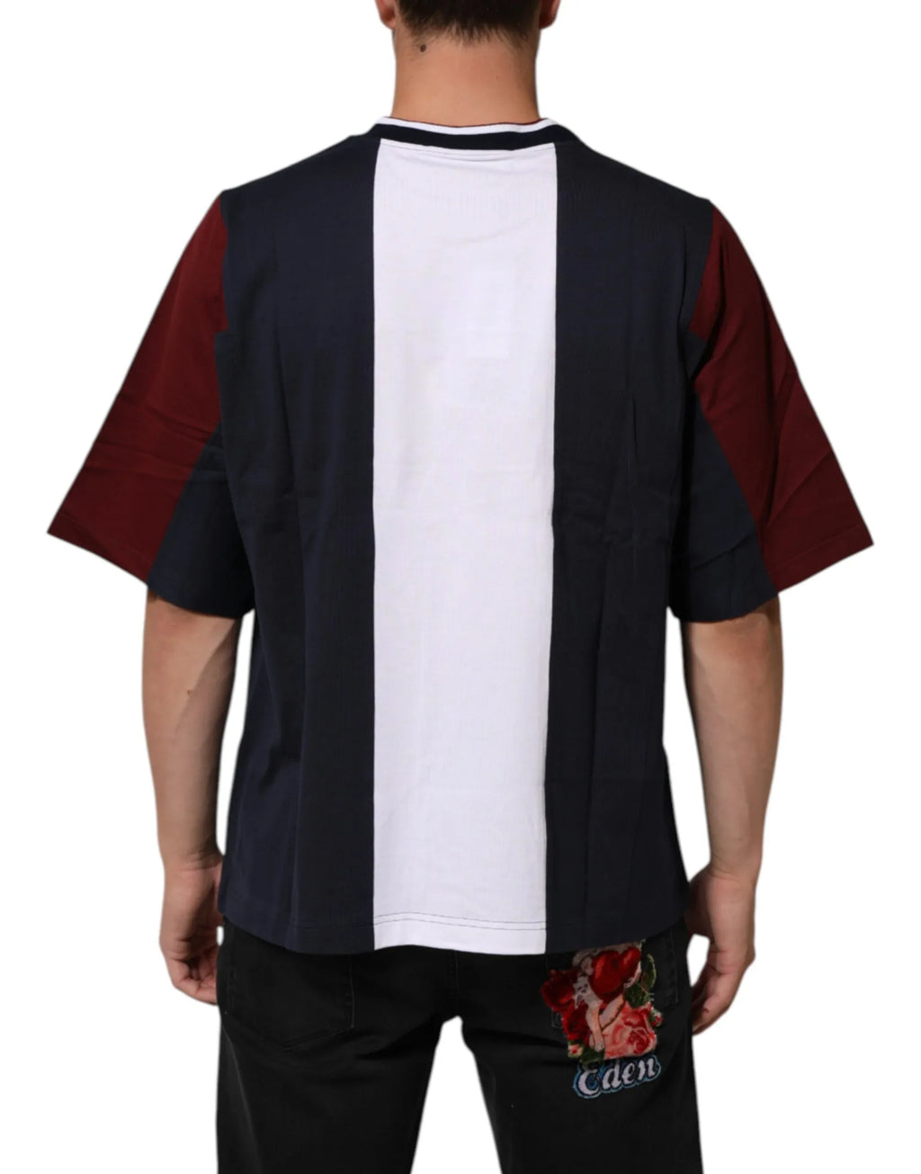 Dolce & Gabbana Multicolor Striped Cotton Men Crew Neck T-shirt - Zeiniez