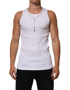 Dolce & Gabbana White Cotton Chain Necklace Tank Top T-shirt - Zeiniez