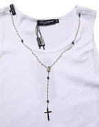 Dolce & Gabbana White Cotton Chain Necklace Tank Top T-shirt - Zeiniez