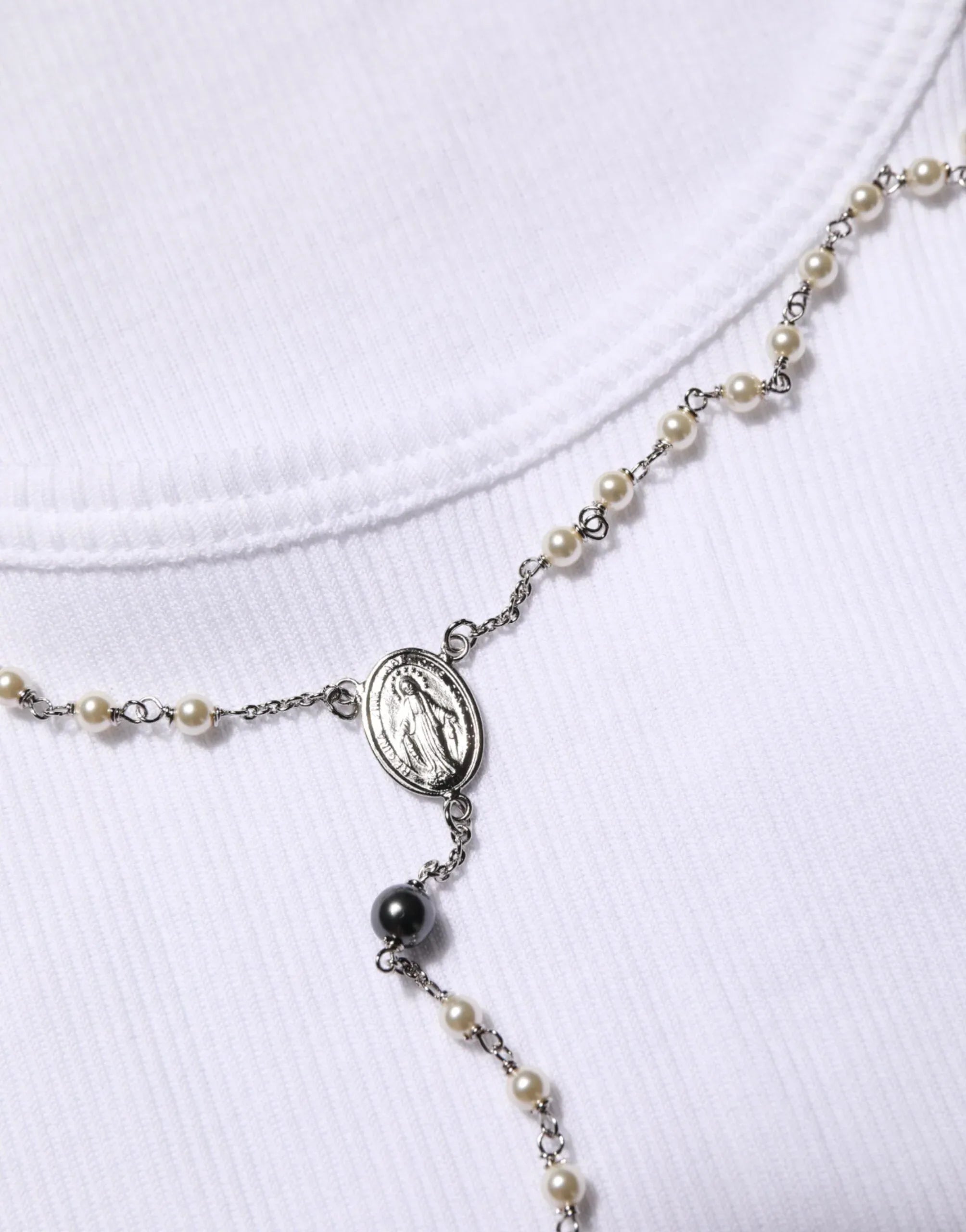 Dolce & Gabbana White Cotton Chain Necklace Tank Top T-shirt - Zeiniez