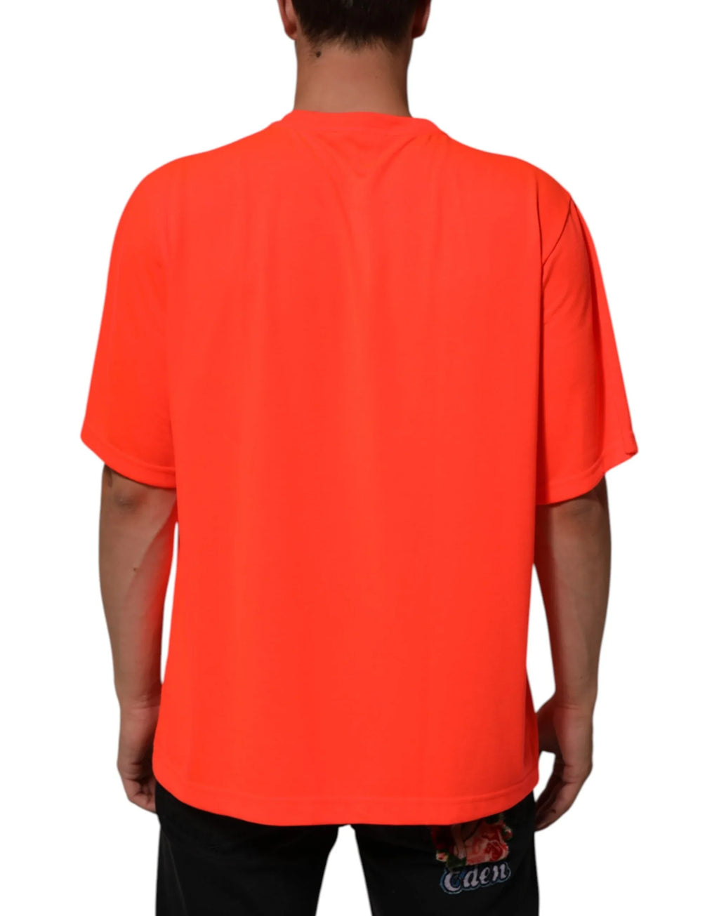 Dolce & Gabbana Neon Orange Polyester Men Crew Neck T-shirt - Zeiniez