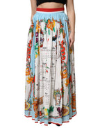 Dolce & Gabbana White Calendar Print Cotton Gathered Maxi Skirt - Zeiniez