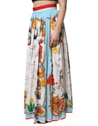Dolce & Gabbana White Calendar Print Cotton Gathered Maxi Skirt - Zeiniez