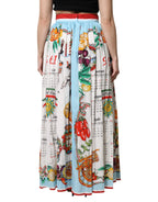 Dolce & Gabbana White Calendar Print Cotton Gathered Maxi Skirt - Zeiniez