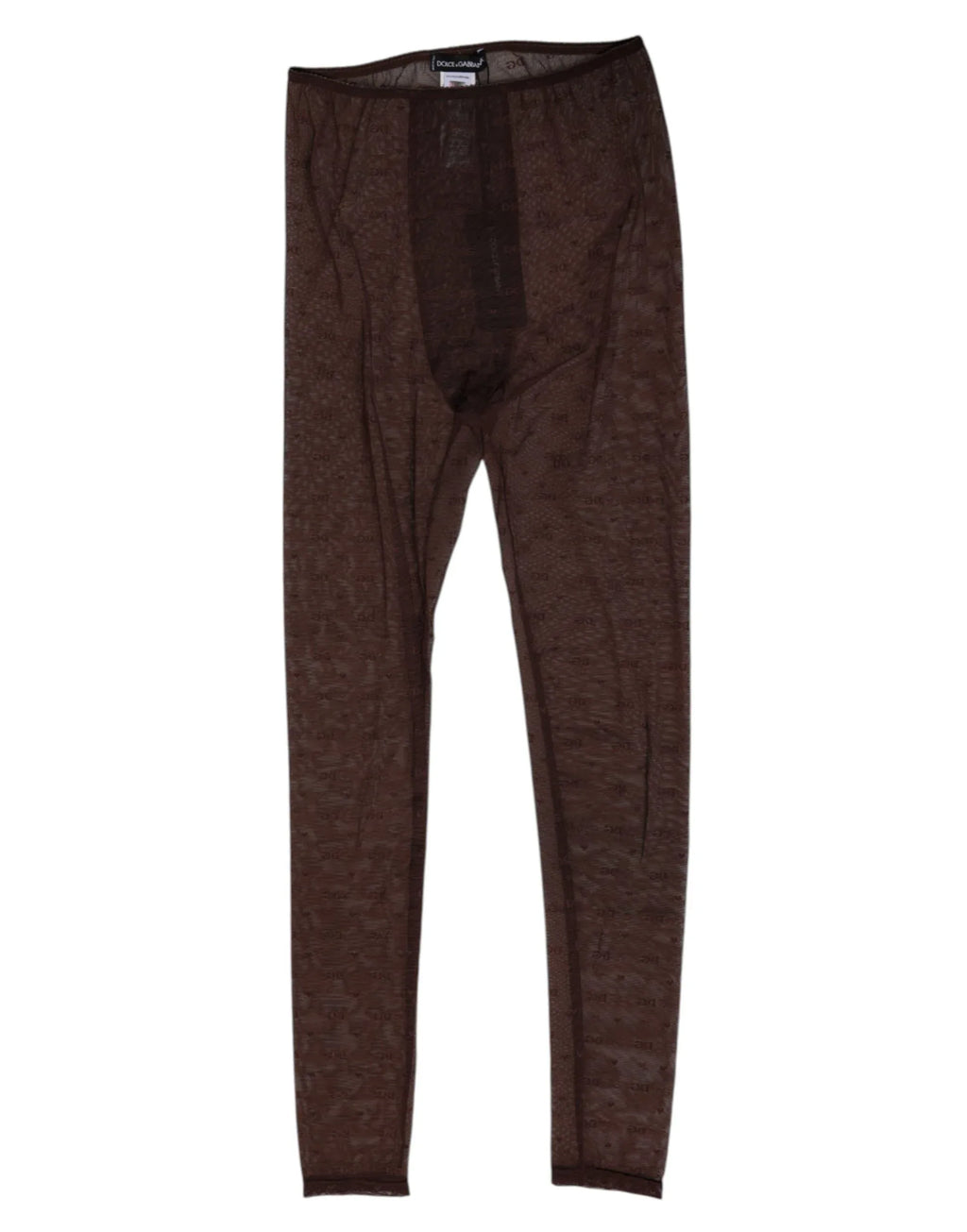 Dolce & Gabbana Brown Nylon Logo Lace Leggings Pants Underwear - Zeiniez