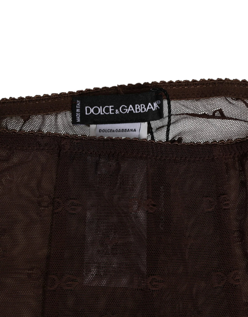 Dolce & Gabbana Brown Nylon Logo Lace Leggings Pants Underwear - Zeiniez