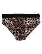 Dolce & Gabbana Brown Cotton Leopard Logo Midi Brief Underwear - Zeiniez