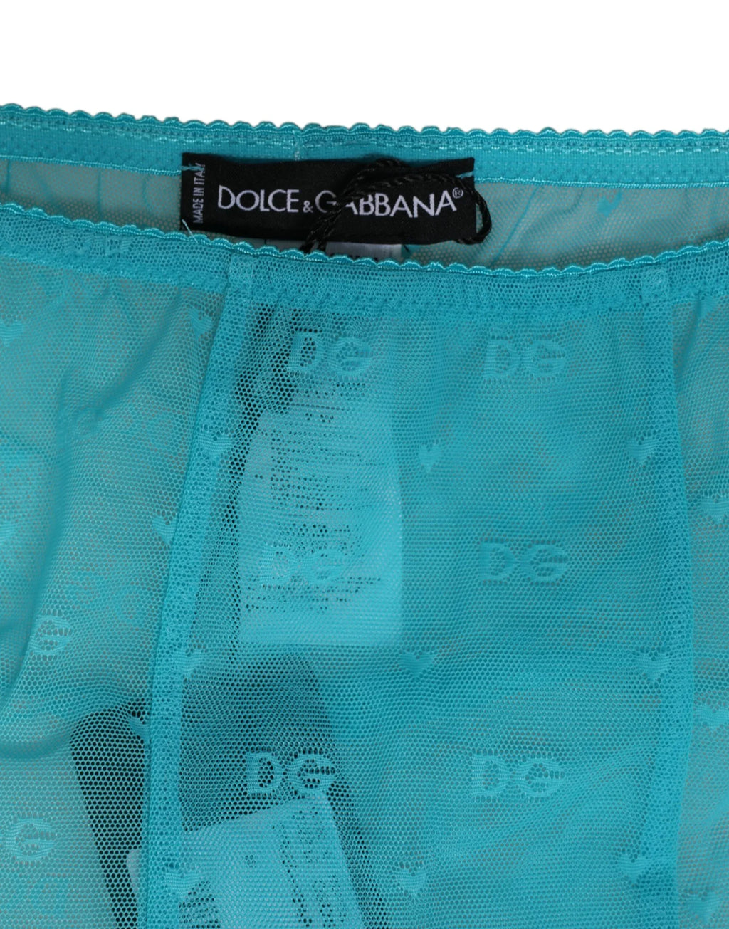 Dolce & Gabbana Light Blue Nylon Logo Lace Leggings Pants Underwear - Zeiniez
