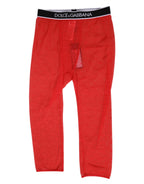 Dolce & Gabbana Red Logo Lace Tight Midi Trousers Underwear - Zeiniez