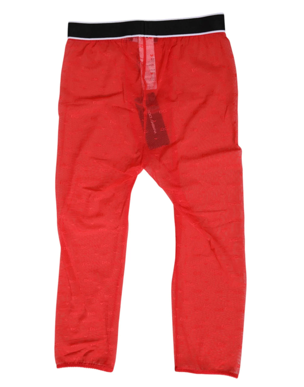 Dolce & Gabbana Red Logo Lace Tight Midi Trousers Underwear - Zeiniez