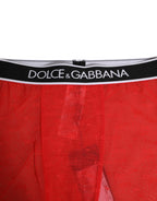 Dolce & Gabbana Red Logo Lace Tight Midi Trousers Underwear - Zeiniez