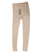 Dolce & Gabbana Beige Nylon Stretch Logo Lace Leggings Underwear